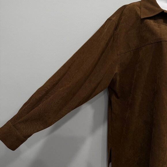 Talbots Brown Microsuede Overshirt Shacket Womens L Boho Chic Western Casual - Picture 5 of 14